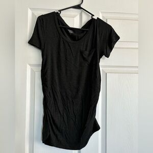 Dark Grey Scoop Neck Pocket Tee - Women's Maternity Casual Top